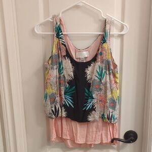 Pretty Anthropologie Layered Floral Tank Top